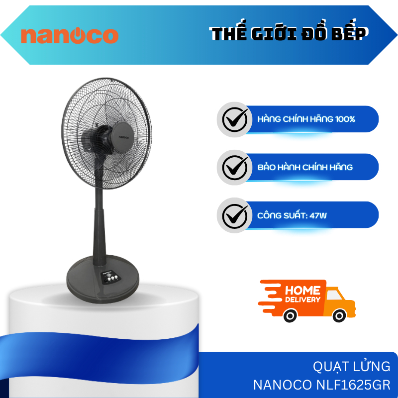 Quạt Lửng Nanoco NLF1625 – Công Suất 47W – Lõi Dây Đồng, Điều Chỉnh Chiều Cao – TGB