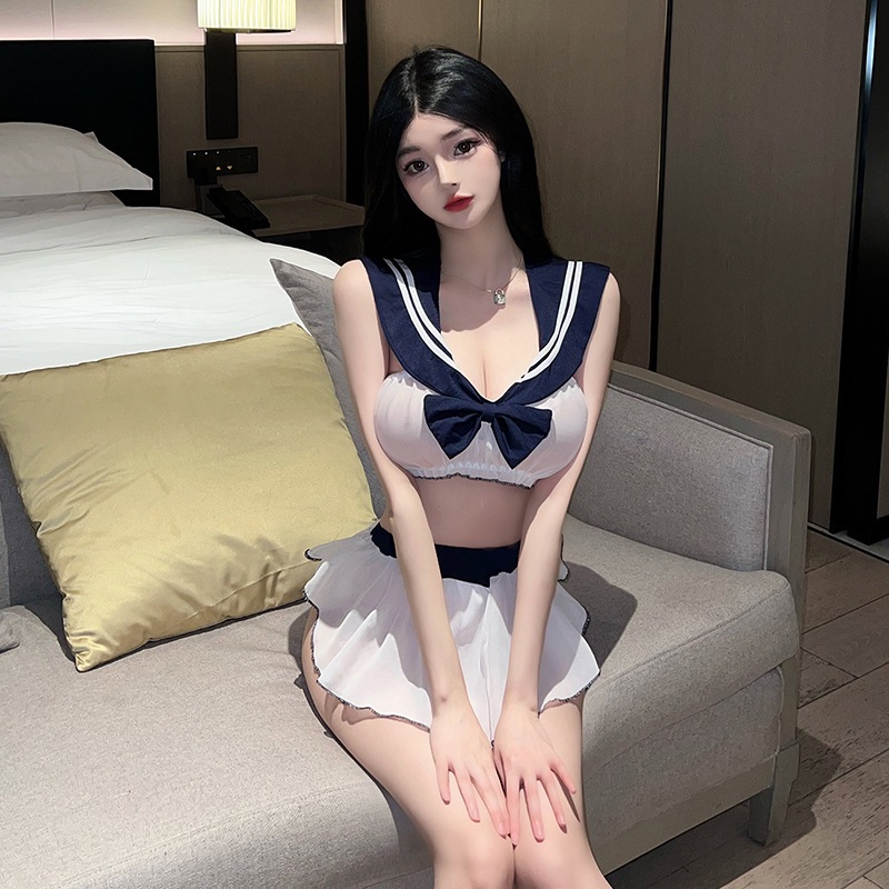 Cosplay thủy thủ xuyên thấu đính nơ siêu xinh gợi cảm set ngủ voan nữ học sinh 2 mảnh dễ thương quyến rũ BIKI HOUSE N326 | BigBuy360 - bigbuy360.vn