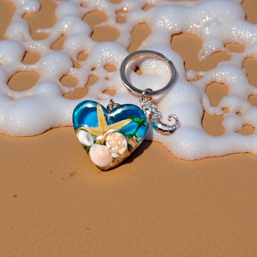 [Hàng sẵn] Móc khóa handmade vỏ ốc và sao biển thật  quà lưu niệm keychains epoxy resin Lilande