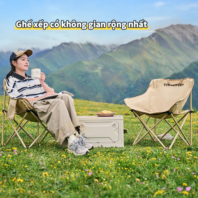 【COD】Trailtop Ghế Gấp Gọn Camping - Ghế Câu Cá Dã Ngoại Nhẹ Gọn, Ghế Mặt Trăng Chịu Lực 160kg | BigBuy360 - bigbuy360.vn
