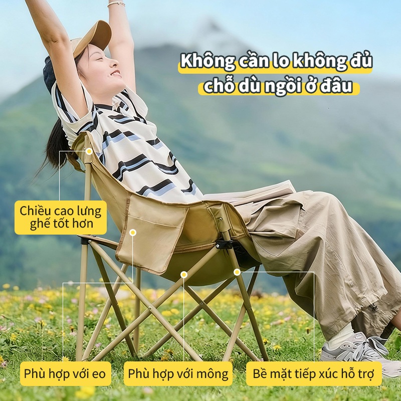 【COD】Trailtop Ghế Gấp Gọn Camping - Ghế Câu Cá Dã Ngoại Nhẹ Gọn, Ghế Mặt Trăng Chịu Lực 160kg | BigBuy360 - bigbuy360.vn