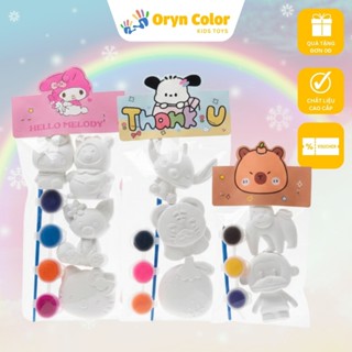   ORYN  Set Túi Tượng Thạch Cao Mini Kèm Màu & Cọ – Đồ Chơi Tô Màu DIY Cho Bé Sáng Tạo 