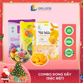   1300gr  Combo ĐONG ĐẦY Đại Long NOEL gồm kẹo dẻo khoai lang kẹo xoài và kẹo TOP 6D bóc vỏ 