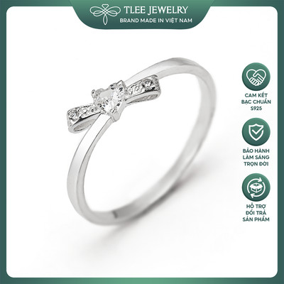 Nhẫn bạc nữ TLEE dáng nơ Lover Bow đính đá sang trọng, nhẹ nhàng TLEE JEWELRY A0394