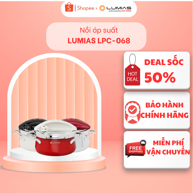 Nồi áp suất Lumias dung tích 3L LPC-068 - Áp suất 120kPa - Nhỏ gọn tiện lợi