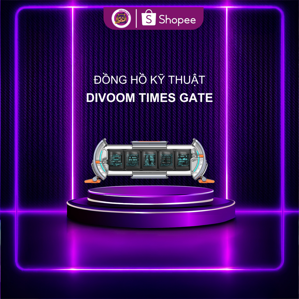 Divoom Times Gate – Digital Pixel Clock, LED Matrix 5 Tấm, Tùy Biến Animation & Thông Báo Thông Minh