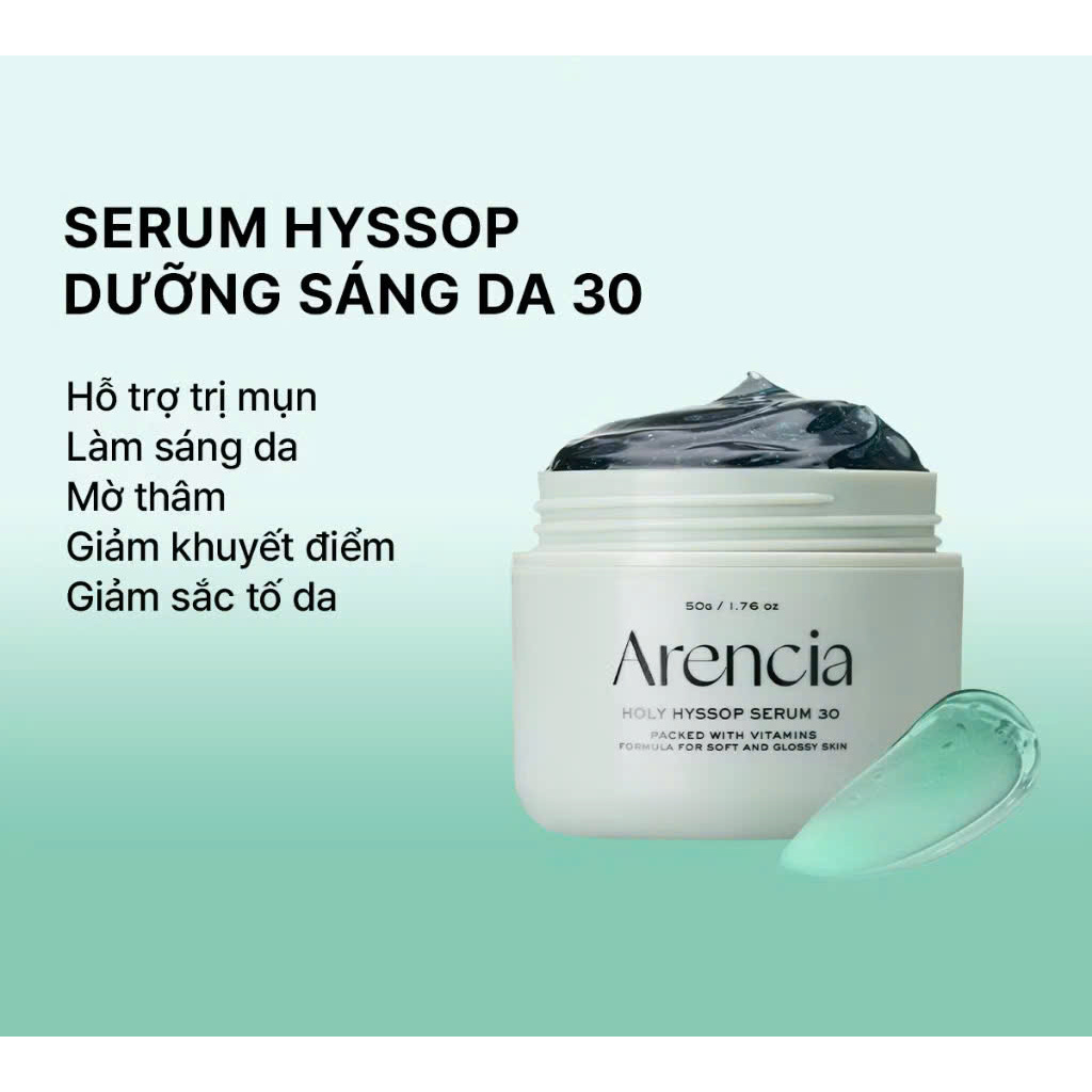 Serum dạng hũ dưỡng ẩm, sáng da ARENCIA HOLY HYSSOP SERUM 30/ RICE MUCIN GLOW SERUM 30 (50g)
