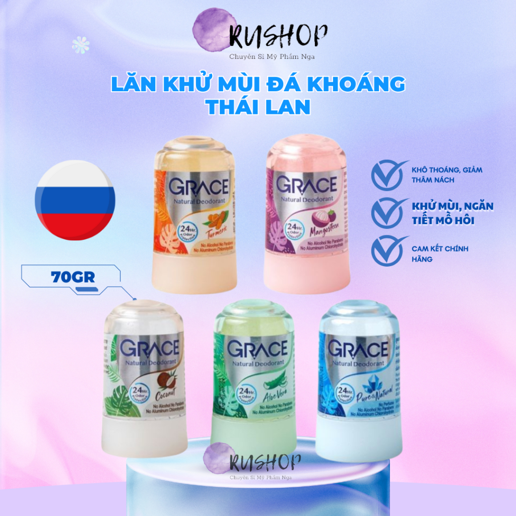 Lăn khử mùi Đá khoáng Grace Thái Lan