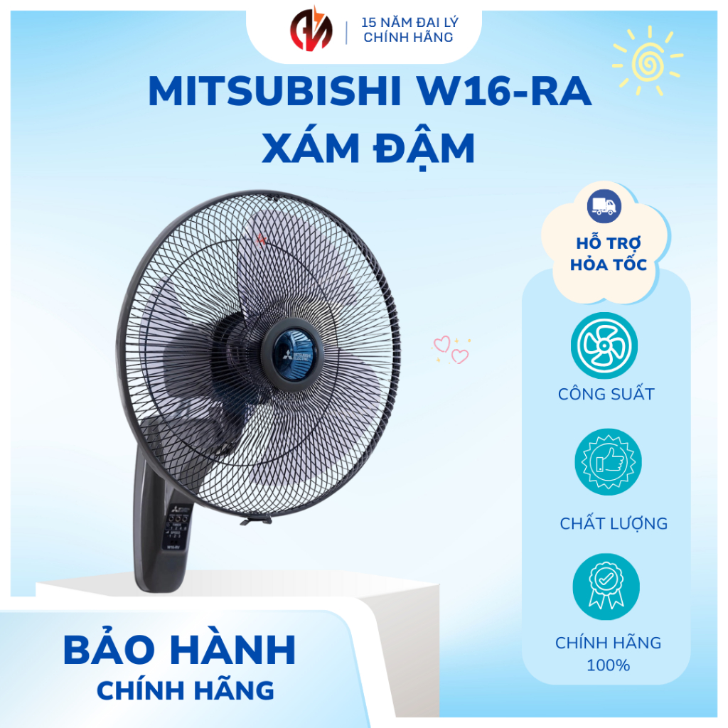 Quạt treo tường Mitsubishi W16-RA (Xám đậm )