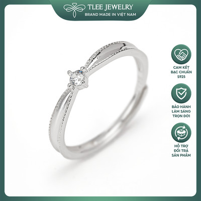 Nhẫn bạc nữ TLEE Elora freesize ổ đá 4 chấu đính đá lấp lánh, dịu dàng TLEE JEWELRY A0399