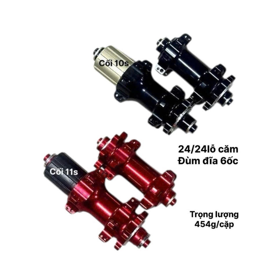 Đùm xe đạp, đùm đĩa 6 ốc 24/24lỗ căm thẳng màu đen, cối 11s nổ trớn, ngon