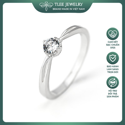 Nhẫn bạc nữ TLEE Sway ổ đá 4 chấu đính đá thanh lịch, nhẹ nhàng TLEE JEWELRY A0404