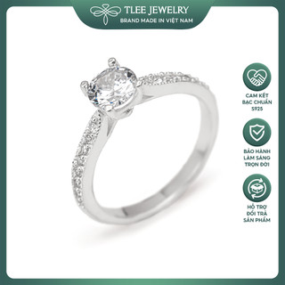 Nhẫn bạc nữ TLEE Shiny ổ đá bốn 4 chấu đính đá sang trọng, nữ tính TLEE JEWELRY A0405