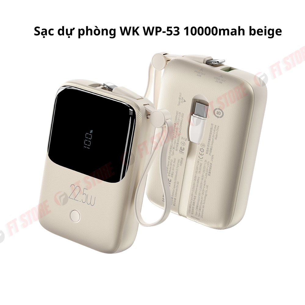 Tai Nghe, Củ Sạc, Sạc Dự Phòng Wekome Dung Lượng 10000mAh/20000mAh Tích Hợp Cáp Hiệu Suất Cao - BH3T
