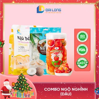   800 gram  Combo NGỘ NGHĨNH Đại Long NOEL gồm kẹo xoài bóc vỏ kẹo dẻo 30 viên kẹo gáo dừa 