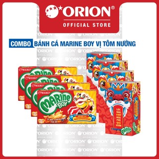  Combo 8 Hộp bánh Cá Marine Boy Orion vị Tôm Nướng Môi Đỏ 35g hộp 