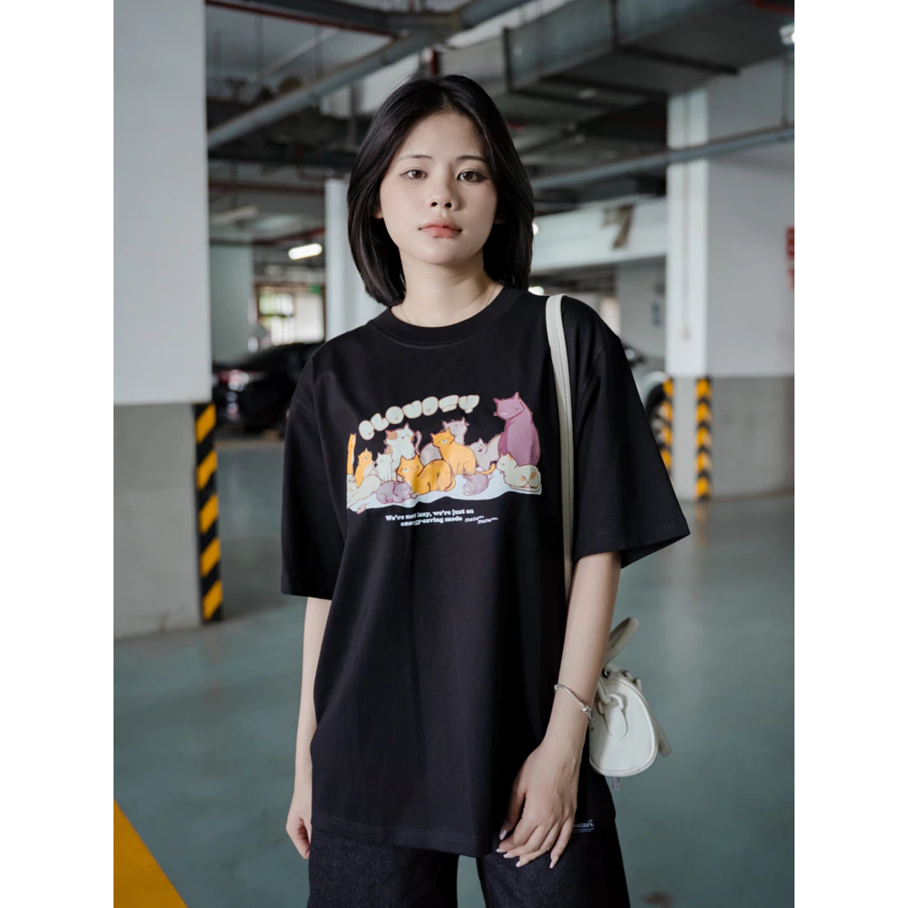 [Peinn] Áo phông nữ unisex tay lỡ thun nam basic form rộng Cloudzy local brand teen cổ tròn oversize