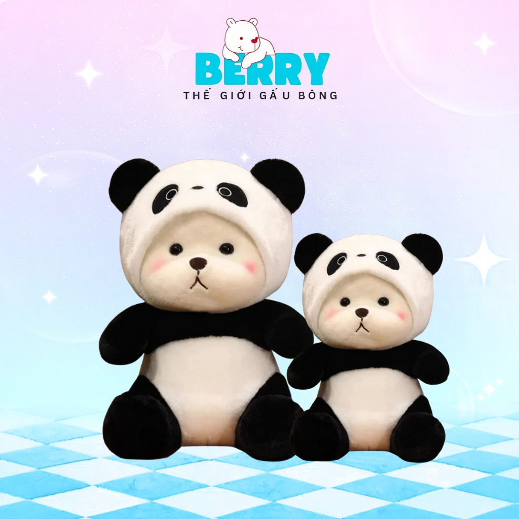Gấu bông Lena cosplay gấu trúc panda đội mũ dễ thương, thú nhồi bông Lena Panda cute chất vải mềm mị