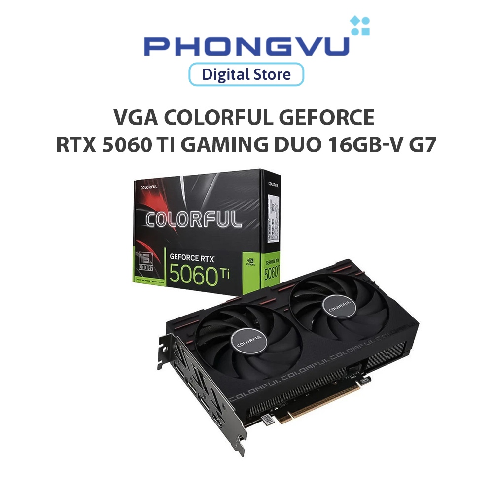VGA Colorful RTX 5060 Ti Gaming DUO 16GB-V | 16GB GDDR7, Blackwell, 2 Quạt - Bảo Hành 36 Tháng