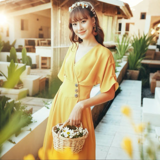 Đầm xoè cổ tim phối nút cách điệu 2 màu, váy dạo phố du lịch (kèm hình thật)