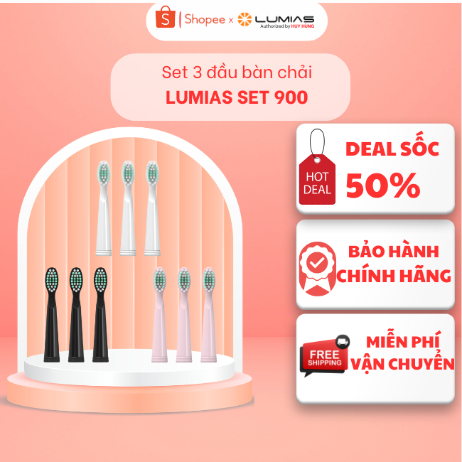 Set 3 đầu bàn chải đánh răng Lumias SET-900B/ SET-900P/ SET-900W