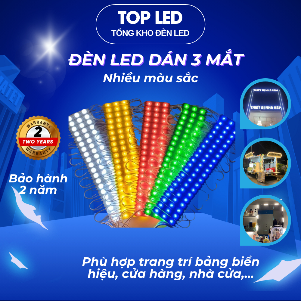 Led vỉ 20 thanh 3 mắt trực tiếp điện 220v led dán trang trí nội thất ngoài trời chống nước