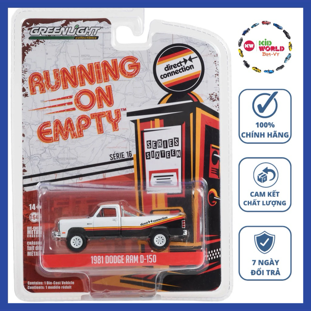 Xe mô hình GreenLight Running on Empty Series 16 1981 Dodge Ram D-150 41160-C.
