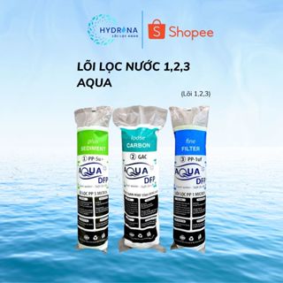 Bộ 3 lõi lọc nước 123 AQUA Chính hãng. Sử dụng cho tất cả dòng máy Kangaroo, Karofi, Sunhouse, Aqua.
