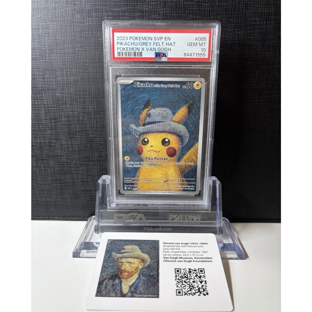 Thẻ PSA 10 Gem Mint Promo POKEMON VAN GOGH PROMO 085 PIKACHU GREY FELT HAT d66 78d