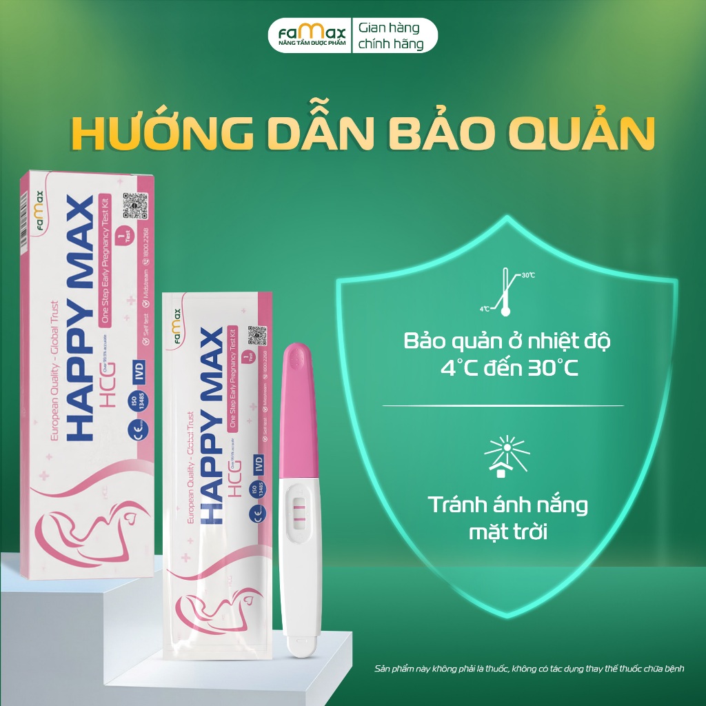 [Bảo Hành] Bút Thử Thai HCG HAPPYMAX FAMAX Kết quả nhanh, chính xác, tiện lợi, vệ sinh
