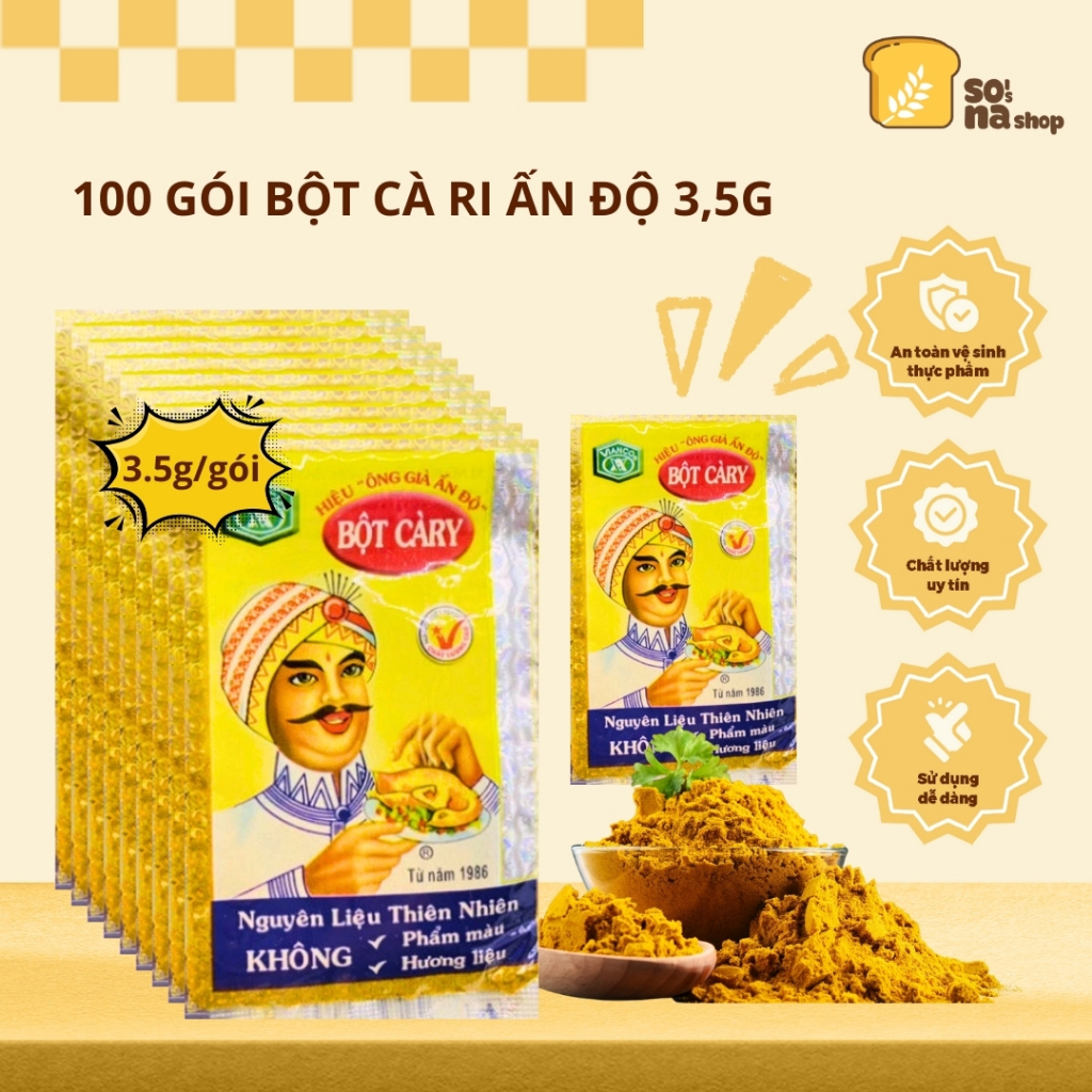 (Sỉ 100 Gói) Bột Cà Ri Ấn Độ 3.5g Hương Vị Đậm Đà, Tiện Lợi, Thơm Ngon Cho Mọi Món Ăn – SONA'S SHOP
