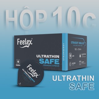 Bao cao su Feelex Ultrathin Safe siêu mỏng, nhiều gel bôi trơn - Hộp 10 bcs