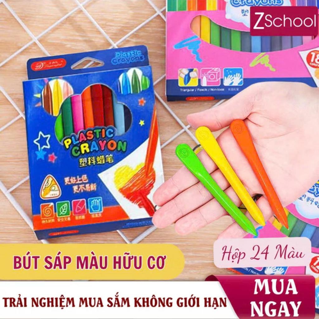 Hộp 24 bút màu hữu cơ CRAYON màu đậm cho bé tập tô