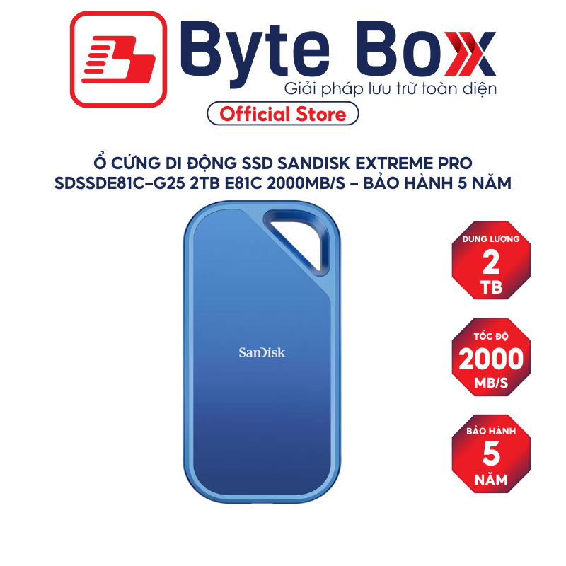 Ổ cứng di động SSD Sandisk Creator SDSSDE81C-G25 1TB / 2TB / 4TB E81C 2000MB/s - Bảo hành 5 năm