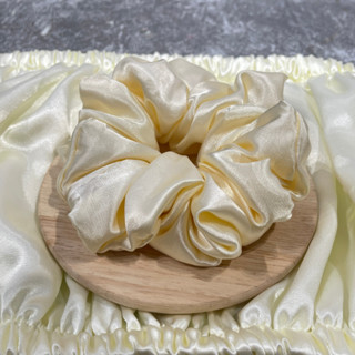   PHI BÓNG  Dây buộc tóc Scrunchies handmade chất lụa phi bóng mềm mịn + Dây cột nhỏ 