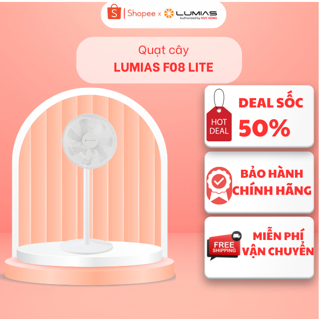 Quạt cây Lumias F08 lite - 40W, 4 cấp độ - Remote điều khiển từ xa