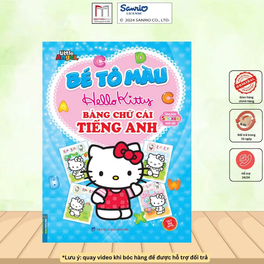 Sách - Bé tô màu Hello Kitty - Bảng chứ cái tiếng anh ( tặng kèm sticker xinh xắn ) - Bản quyền