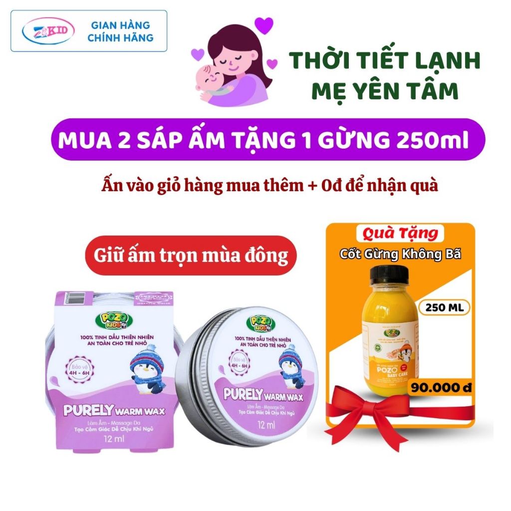  Sáp Giữ Ấm Pozo an toàn cho bé tránh cảm - giữ ấm mùa đông,bé nằm điều hoà lọ 12ml  Pozokid - Perely Warmx Wax  