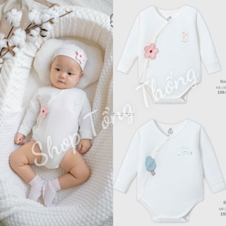  Body chip dài tay La Pomme chất Bamboo Petit sơ sinh cài giữa cài chéo bodysuit thoáng mát mềm mại cho bé trai bé gái 