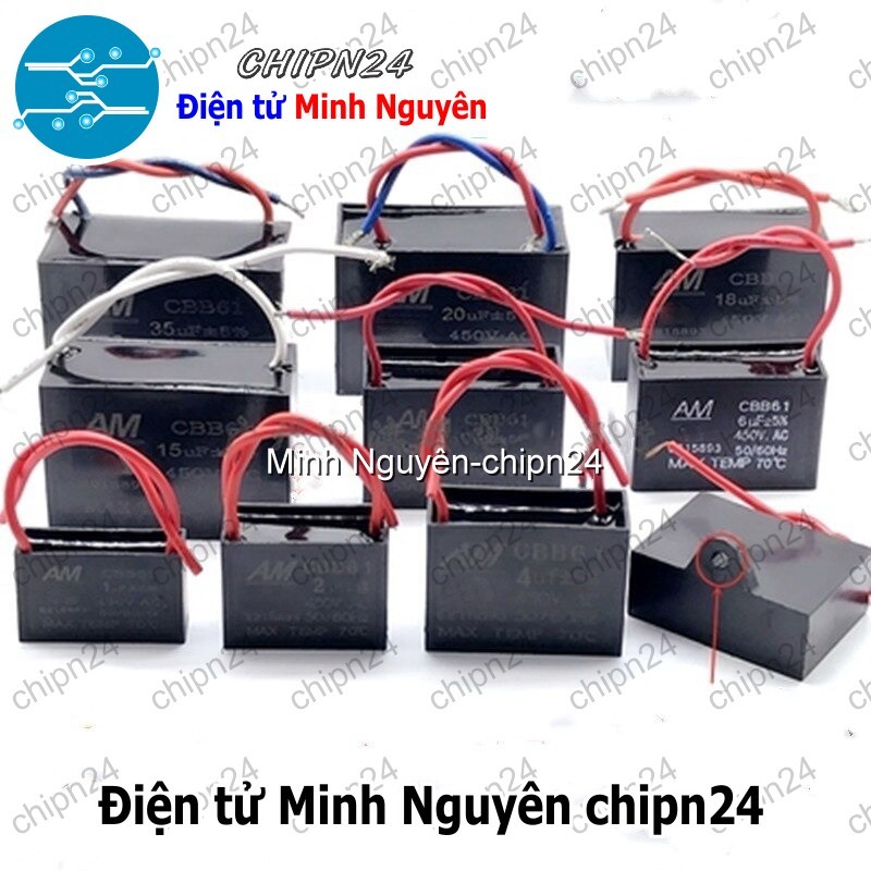 [1 con] Tụ quạt CBB61 450V (1uF/1.2uF/1.5uF/2uF/2.5uF/3uF/3.5uF/4uF/4.5uF/5uF Tụ đề, kapa, quạt, động cơ) - [Chọn Loại]