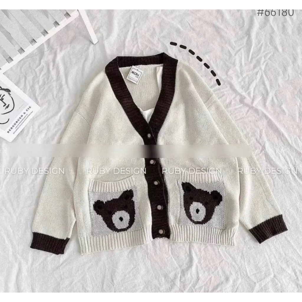 Pass cardigan túi gấu free size