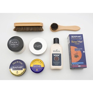  #36 Bộ sản phẩm Chăm sóc toàn diện GIÀY DA ĐEN GAZANO - Bàn chải vệ sinh da và xi Saphir 