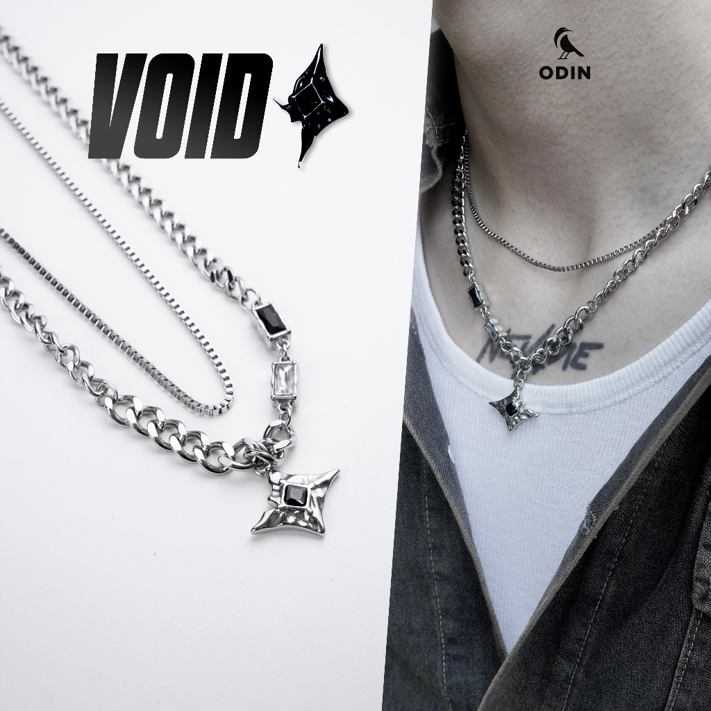 Dây chuyền ODIN The Void-Thiết kế layer 2 dây-Phong cách Street-wear x Gothic x Retro-Thép Titan 316