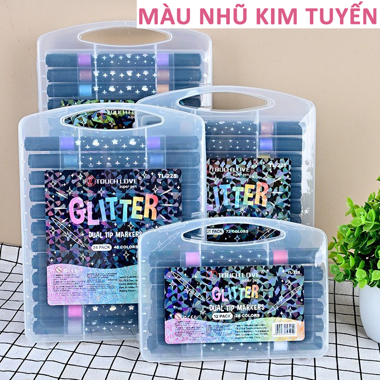 Màu Nhũ Kim Tuyến Acrylic Đầu Mềm - Màu Vẽ An Toàn Cho Bé Sáng Tạo