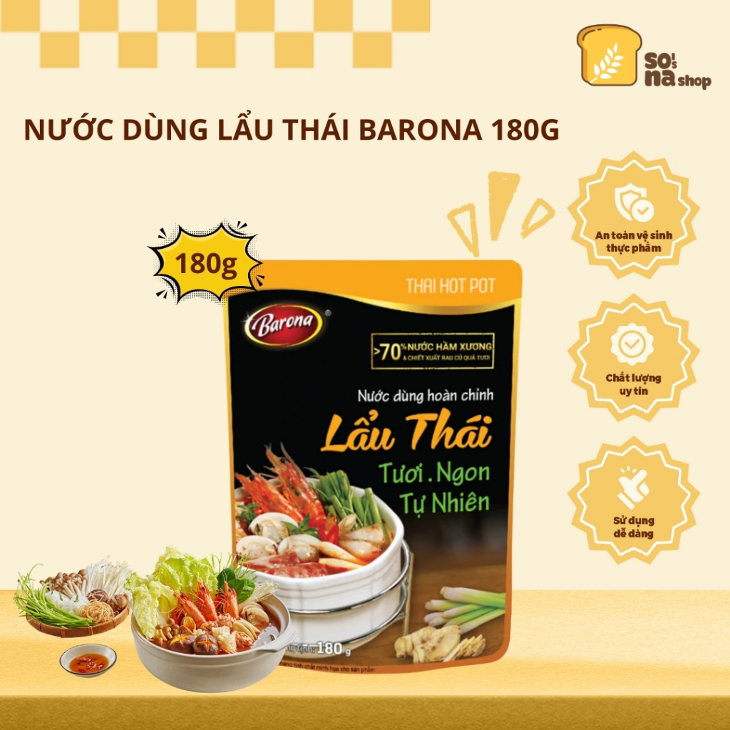 Gói Gia Vị Lẩu Thái Barona 180G Tiện Lợi Nấu Nước Dùng Đậm Đà Chuẩn Vị Nhà Hàng - SONA'S SHOP