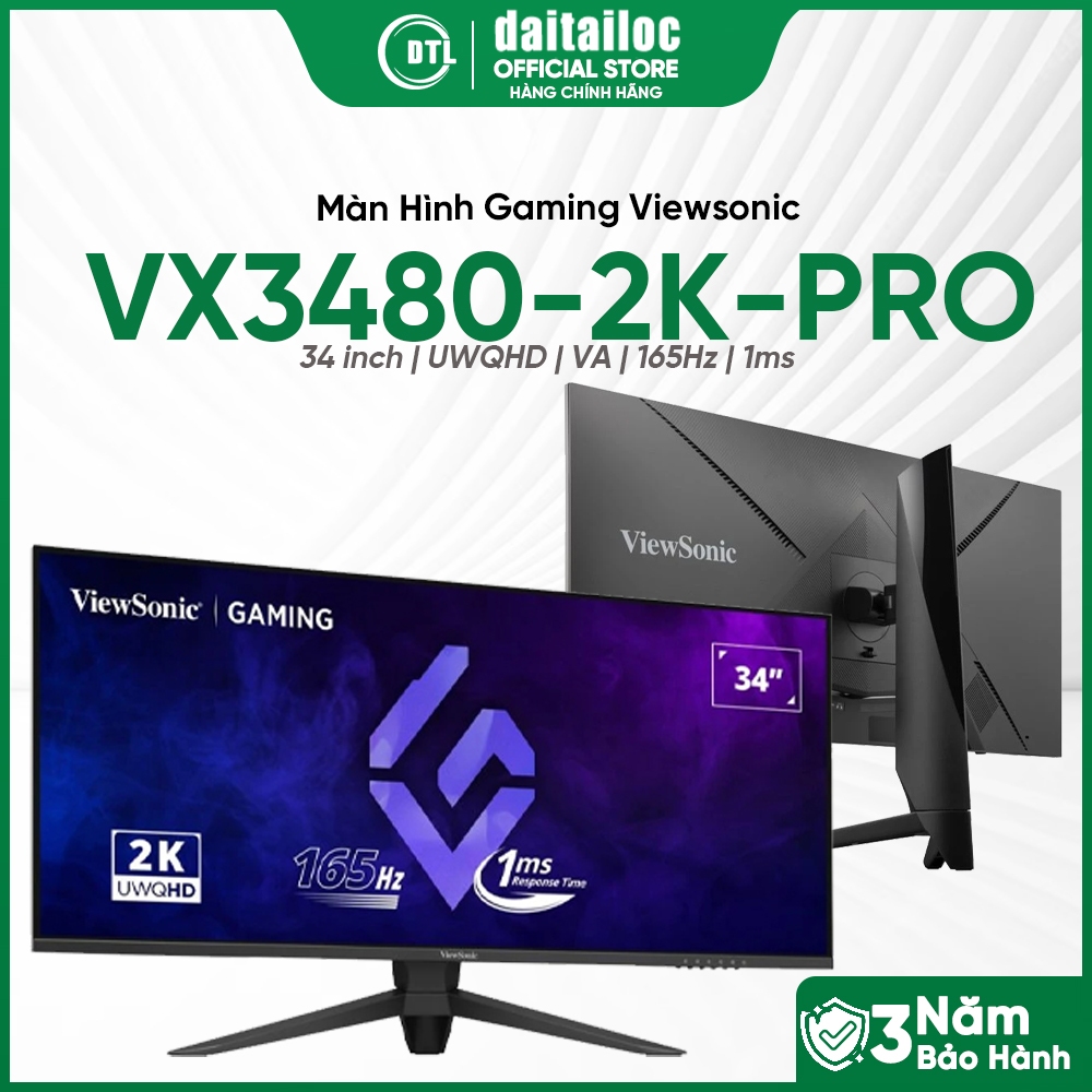 Màn Hình Gaming ViewSonic VX3480-2K-Pro 34 inch 2K 165Hz VA 1ms | Chính Hãng | Bảo Hành 36 Tháng