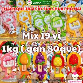 【Túi 1KG】Thạch Que Kem Sữa Chua Phô Mai Hình Chân Mèo – Thạch Trái Cây Mix Nhiều Vị Ngon Giòn Mát