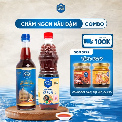 Chấm ngon - nấu đậm ( Combo gồm 01 chai nước mắm cốt đặc biệt 525ml và 01 chai nước mắm cá cơm 650ml)