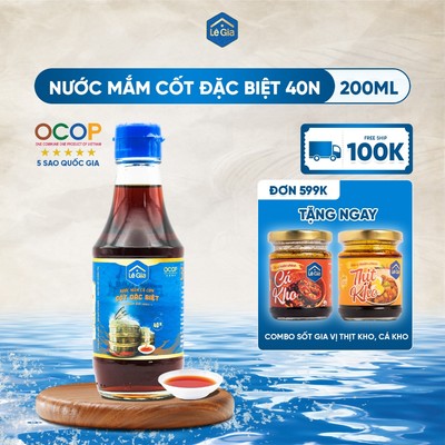 [OCOP 5 sao] Nước mắm Lê Gia cốt đặc biệt chai thủy tinh 200ml