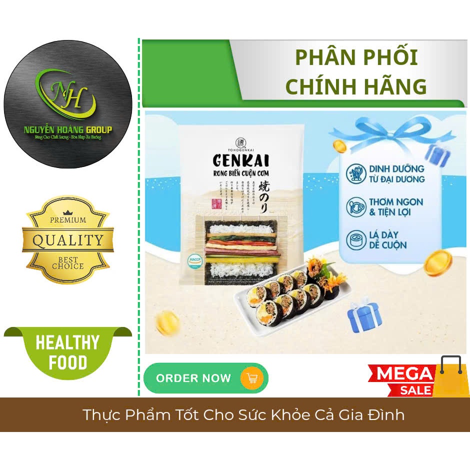GENKAI - Rong Biển Cuộn Cơm Genkai 90 lá (10 GÓI 20 GR)
